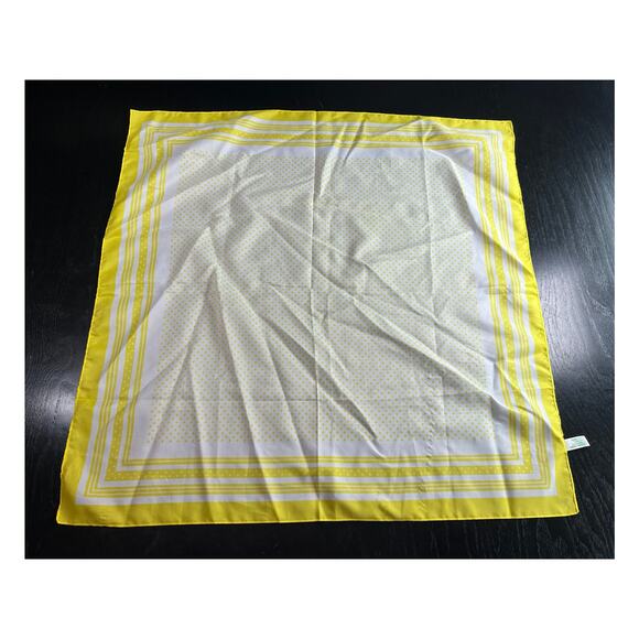 Vintage Scarf- Square- 26x26"- White- Polka Dots- Made in Italy Polyester - Picture 5 of 5
